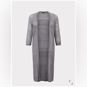 TORRID Pointelle Duster Open Front Sweater